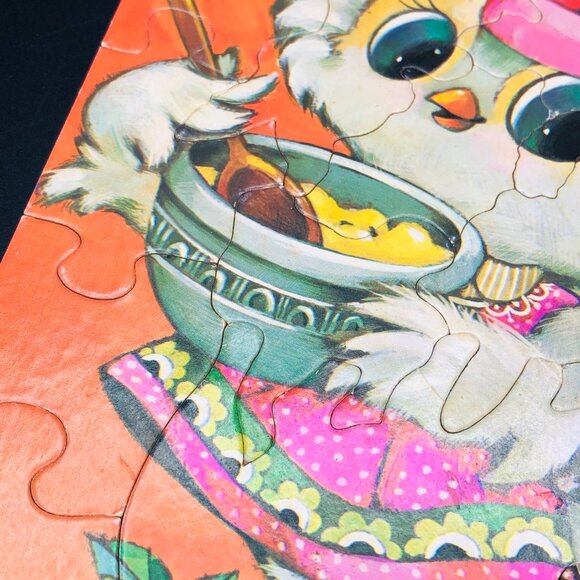Vintage 60s Milton Bradley PASTEL PETS Lady Owl 25 Piece Jigsaw Puzzle COMPLETE - Picture 3 of 15
